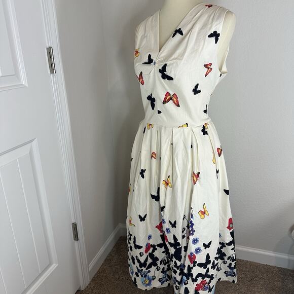 Bella Poque Dress 2XL Butterfly Floral Pockets A-line Cottagecore Rockabilly VTG - Picture 7 of 14
